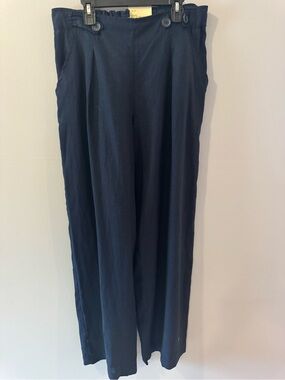 Max Studio Womens Linen Wide-Leg Dress Pants Size S Elastic Waist Pull On NWT